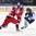 POPRAD, SLOVAKIA - APRIL 22: Finland's Aarne Talvitie #25 chases down the puck while Russia's Mark Rubinchik #6 defends during semifinal round action at the 2017 IIHF Ice Hockey U18 World Championship. (Photo by Steve Kingsman/HHOF-IIHF Images)

